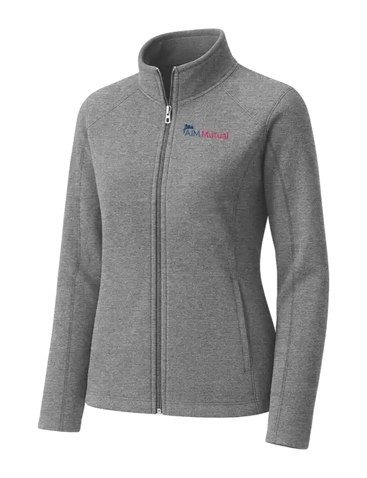 Medium Grey Womens Heather Microfleece Full-Zip Jacket w/A.I.M. Mutual Logo
