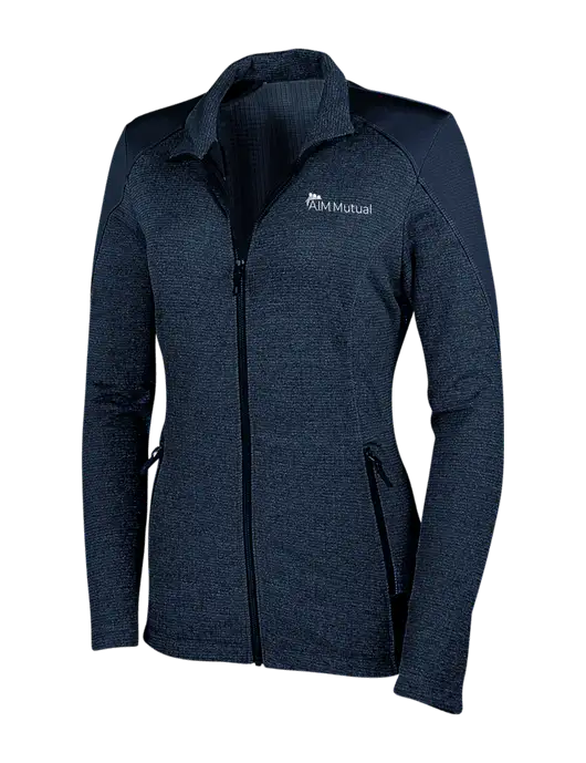 Navy Womens Grid Fleece Jacket w/A.I.M. Mutual Logo