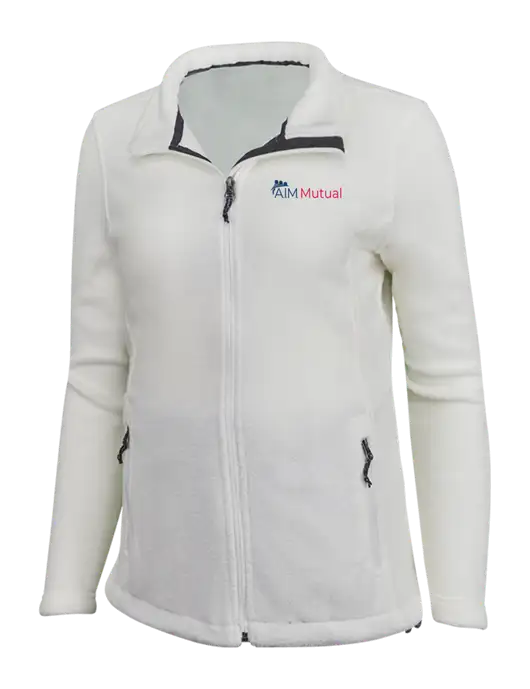 Womens White Fleece Jacket w/A.I.M. Mutual Logo