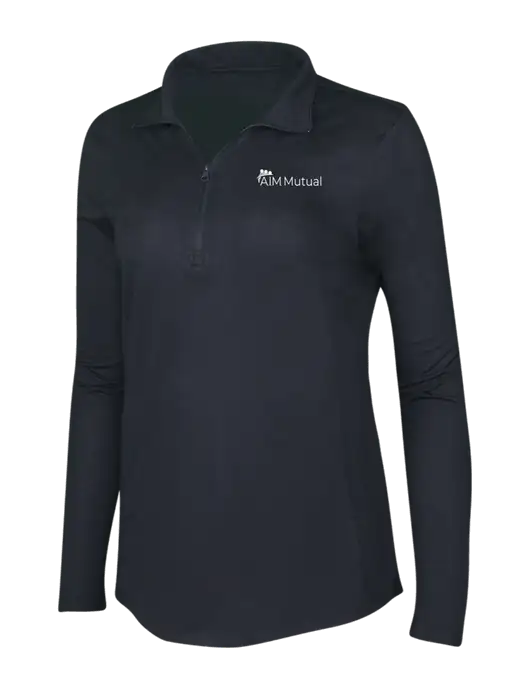 Black Triad Solid Womens Posicharge Tri-Blend Wicking 1/4 Zip Pullover w/A.I.M. Mutual Logo