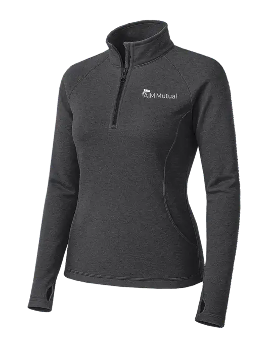 Dark Grey Heather Womens Sport Wick Stretch 1/4 Zip Pullover w/A.I.M. Mutual Logo