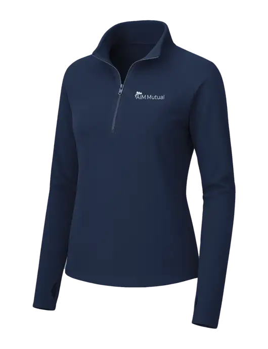 Womens Navy Microfleece 1/2 Zip Pullover w/A.I.M. Mutual Logo