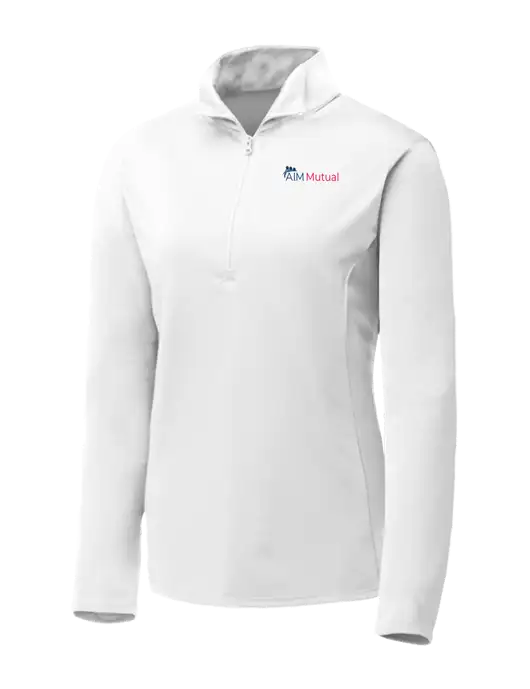 White Womens Posicharge Competitor ¼ Zip Pullover w/A.I.M. Mutual Logo