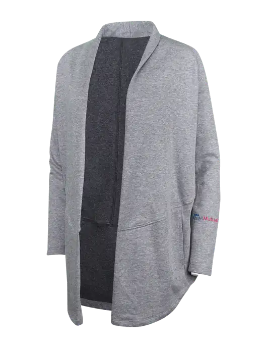 Medium Heather Grey/Char Heather Womens Interlock Cardigan w/A.I.M. Mutual Logo