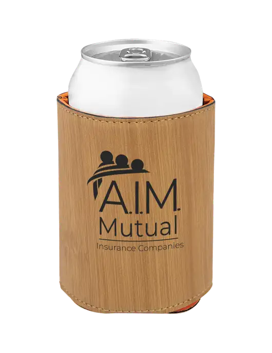 Bamboo Leatherette Beverage Holder w/A.I.M. Mutual Logo