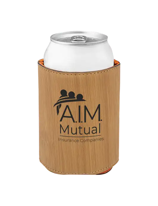 Bamboo Leatherette Beverage Holder w/A.I.M. Mutual Logo