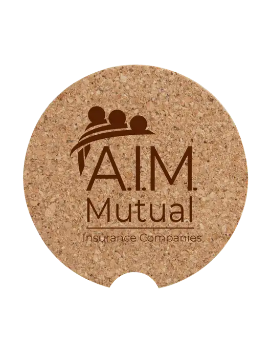 Cork Car Coaster, 2.5" w/A.I.M. Mutual Logo
