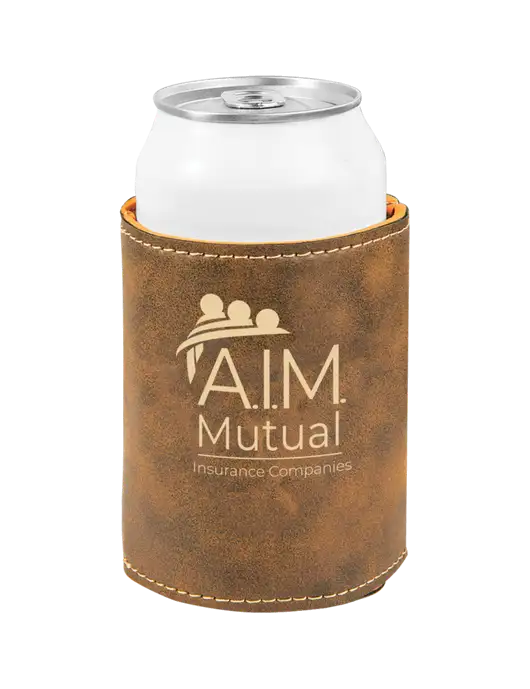 Rustic Leatherette Beverage Holder w/A.I.M. Mutual Logo