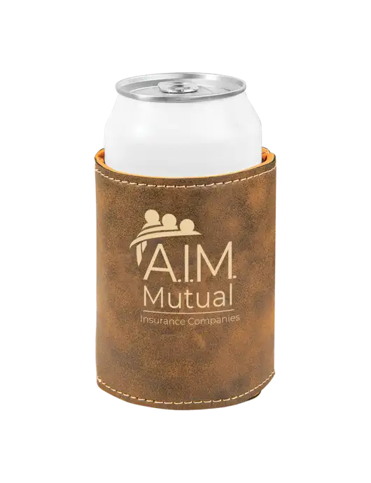 Rustic Leatherette Beverage Holder w/A.I.M. Mutual Logo