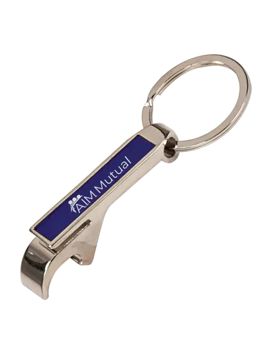 Blue Bottle Opener Keychain w/A.I.M. Mutual Insurance Logo