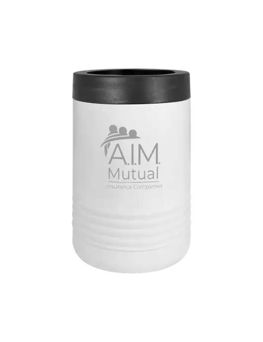Polar Camel 12 oz Powder Coated White Vacuum Insulated Beverage Holder w/A.I.M. Mutual Logo