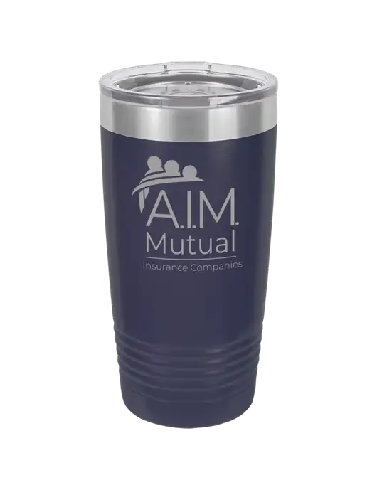 Polar Camel 20 oz Powder Coated Navy Vacuum Insulated Tumbler w/A.I.M. Mutual Logo