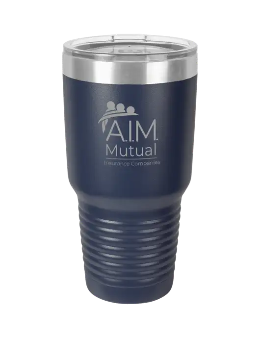 Polar Camel 30 oz Powder Coated Navy Vacuum Insulated Tumbler w/A.I.M. Mutual Logo