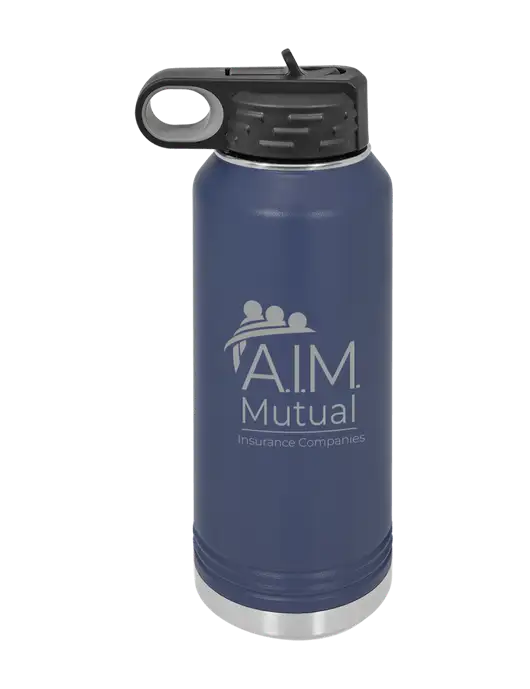 Polar Camel 32 oz Powder Coated Navy Vacuum Insulated Water Bottle w/A.I.M. Mutual Logo