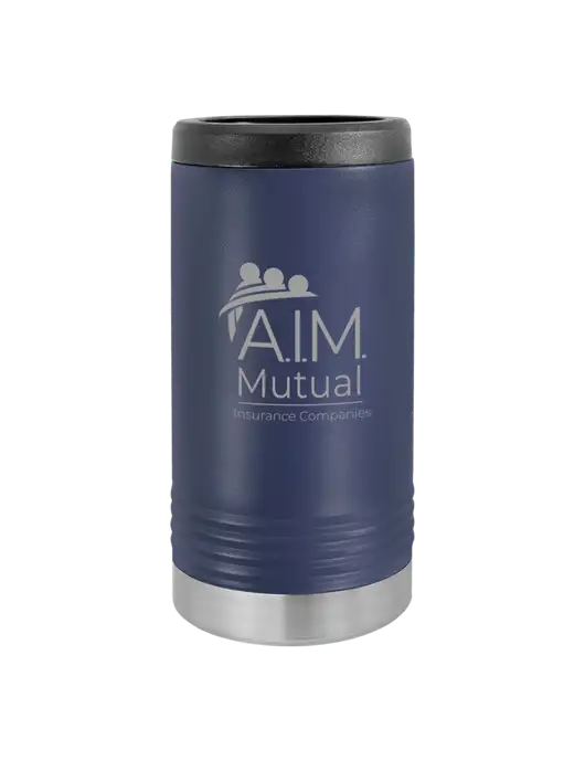 Polar Camel Powder Coated Navy Vacuum Insulated Slim Beverage Holder w/A.I.M. Mutual Logo