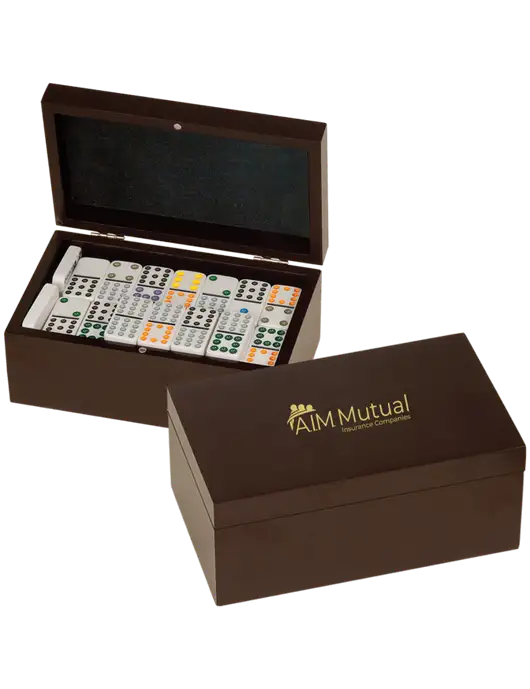 Rosewood Double Twelves 91 Piece Dominos Set w/A.I.M. Mutual Logo