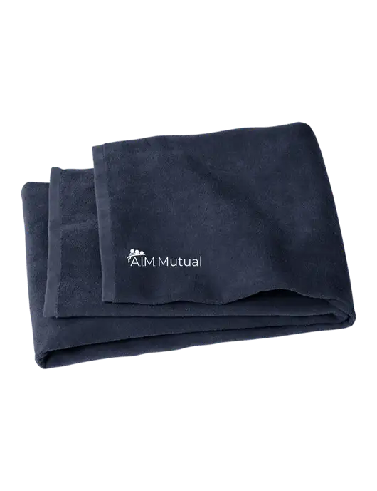 Navy Beach Towel w/A.I.M. Mutual Logo
