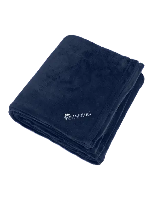 Oversized Deep Navy Ultra Plush Blanket w/A.I.M. Mutual Logo