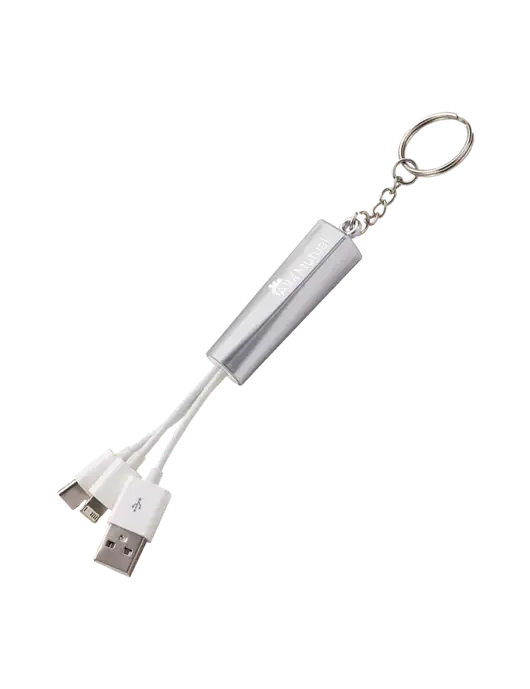 Silver Light-Up Charging Cable with Key Ring w/A.I.M. Mutual Insurance Logo