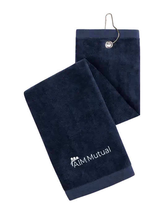 Navy Tri-Fold Golf Towel with Grommet w/A.I.M. Mutual Logo