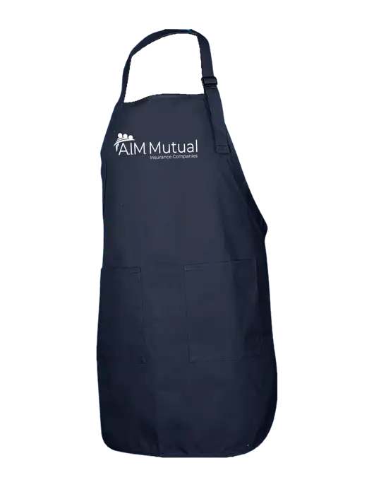 Full-Length Navy Apron With Pockets w/A.I.M. Mutual Logo