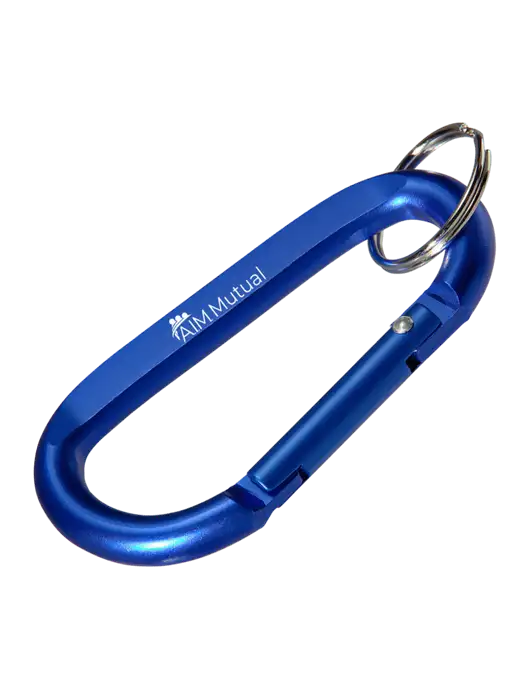 Blue Carabiner & Key Ring w/A.I.M. Mutual Insurance Logo