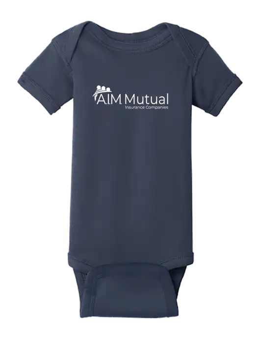 Rabbit Skins Navy Infant Short Sleeve Baby Rib Bodysuit w/A.I.M. Mutual Logo
