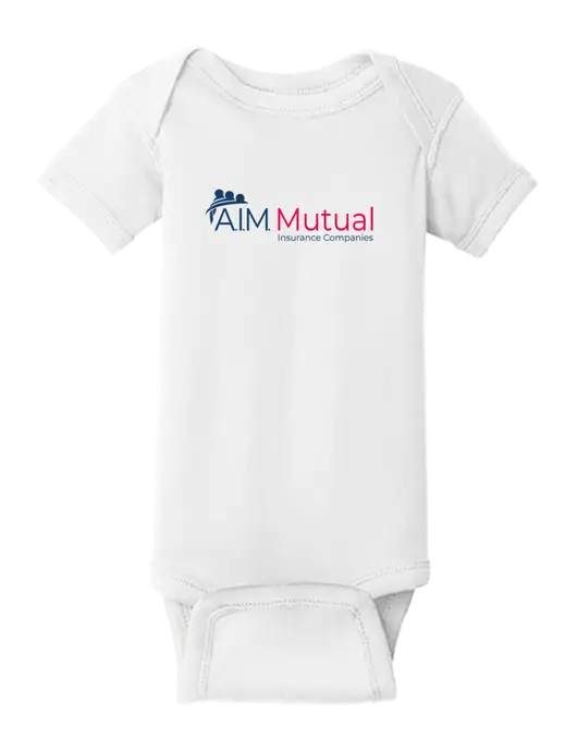 Rabbit Skins White Infant Short Sleeve Baby Rib Bodysuit w/A.I.M. Mutual Logo