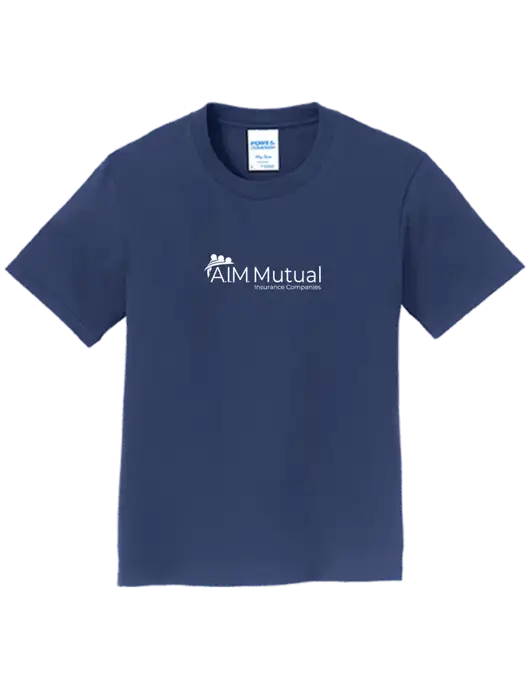 Youth Ring Spun Navy 4.5 oz T-Shirt w/A.I.M. Mutual Logo