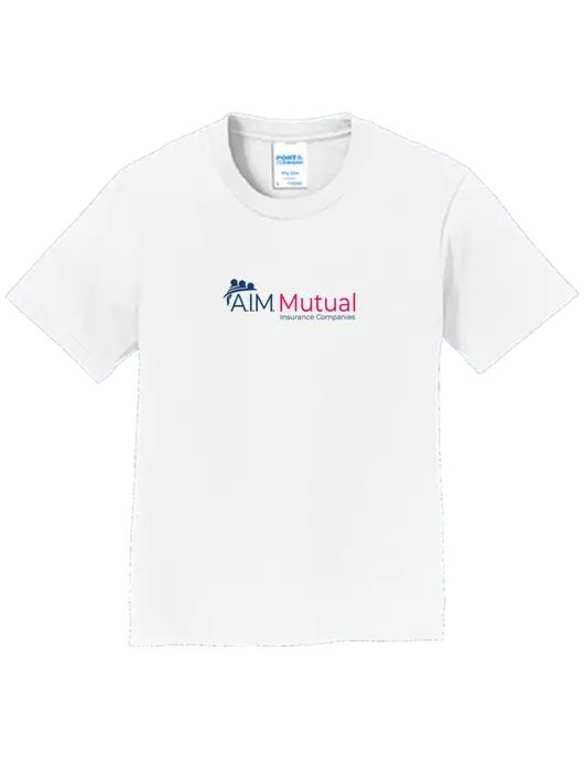 Youth Ring Spun White 4.5 oz T-Shirt w/A.I.M. Mutual Logo