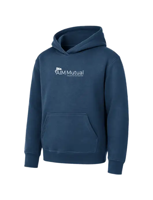 Youth Navy 7.8 oz Pullover Hooded Sweatshirt w/A.I.M. Mutual Logo