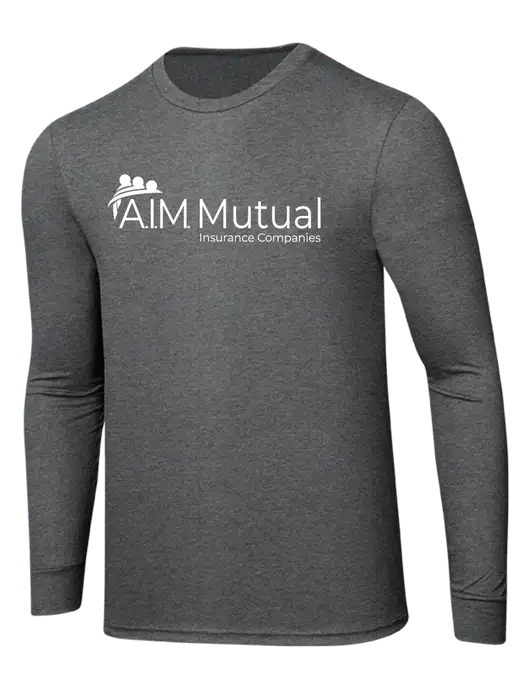 Simply Soft Long Sleeve Medium Grey Frost 4.5 oz, Poly/Combed Ring Spun Cotton T-Shirt w/A.I.M. Mutual Logo