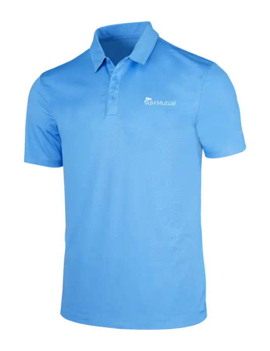 NIKE Light Royal Blue Dri-Fit Embossed Tri-Blade Polo w/A.I.M. Mutual Logo