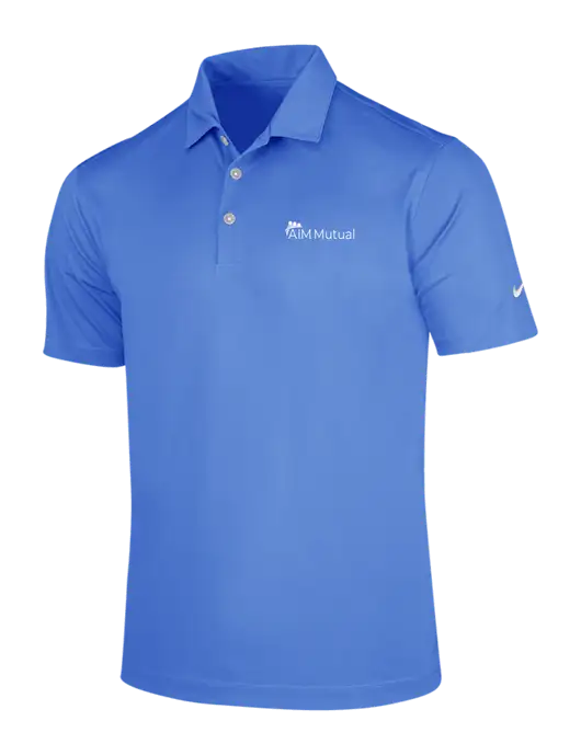 NIKE Light Royal Blue Dri-Fit Vertical Mesh Polo w/A.I.M. Mutual Logo