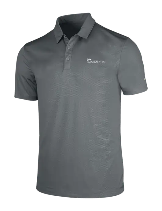 NIKE Medium Grey Dri-Fit Embossed Tri-Blade Polo w/A.I.M. Mutual Logo