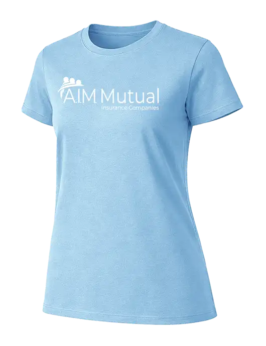 Womens Ring Spun Light Blue 4.5 oz T-Shirt w/A.I.M. Mutual Logo