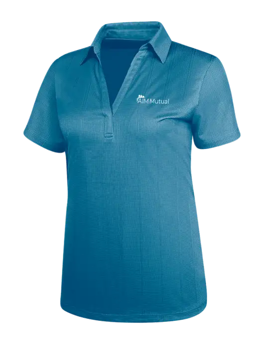 Carolina Blue Womens Performance Fine Jacquard Polo w/A.I.M. Mutual Logo